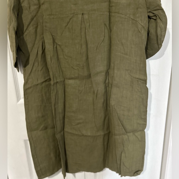 Elena Baldi Army Green Olive Linen knee Length Dress size XL - Picture 6 of 8